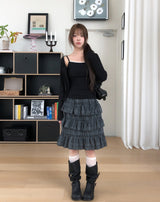 [Sleeveless + Cardigan Set] Moline Lace Layered Cardigan