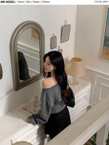 Boatneck One Shoulder Wool Crop Knit (6color)