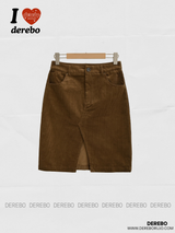 brown corduroy midi skirt