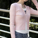 Soap V-neck Slim Fit Tight Long-Sleeved Knit Cardigan