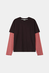 Two-tone stripe layered long sleeve
