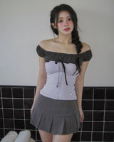 [♡MADE♡] devil puff tone & satin top