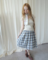 WOOD CHECK FLARE SKIRT