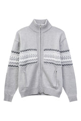 Heavyweight Fair Isle Knit Zip Cardigan