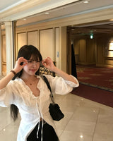 ドファロングオフショルダー&ストラップロングブラウス