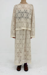 Crochet Lace Skirt (Beige)