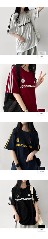 ハーディーレタリングラインジャージーショートスリーブtシャツ