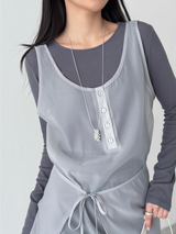 button sheer dress (3color)