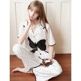 Black and white polka dot printed pajamas｜Suitable for all seasons