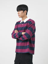 Rugby stripe collar T-shirts 6color