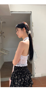 lingerie lace halter sleeveless top