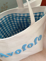 Signature canvas check tote bag