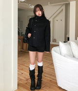 Bitter Unbalanced High Neck Slim Half Coat