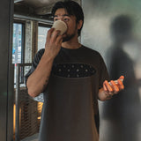 Starry pigment half T-shirts / Black charcoal