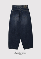 Deep Blue Balloon Wide Denim Pants