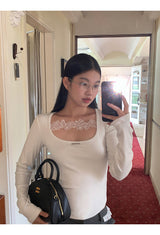 Square Lace Line Long Sleeve T-Shirt