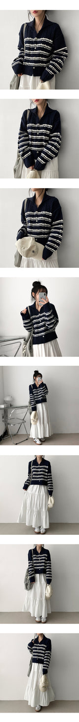 Bante  Sailor Collar Knitwear Cardigan