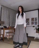 (2color) Daisy Dot Cancan Layered Long Skirt