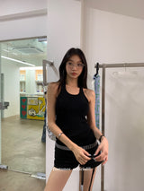 Underband lettering black sleeveless top