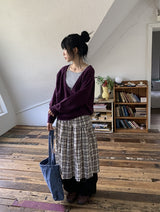 ノエル ヴィンテージ チェック バンディング ロングスカート