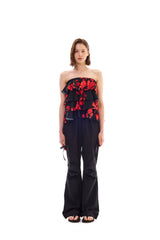 FLUTTER FRILL TOP SKIRT / RED