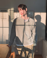 デンスベルベット ヘンリーネック 長袖Tシャツ