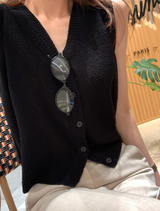 Rear V-neck Sleeveless Knit / 3 colors