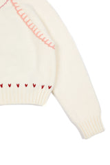 Heart Needle V-neck Knit [Ivory]