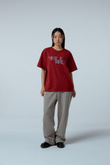 EEERRR Distorted logo over-crop fit T-shirt (Wine)