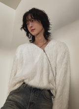 Unbalanced angora zipper knit