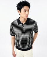 Stripe Crop Half Knit Black