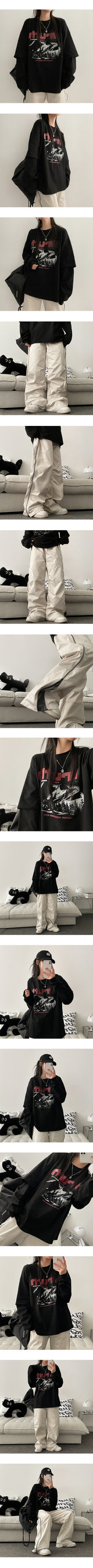 Crush Oversized Fit Color Layered Long Sleeve Tee