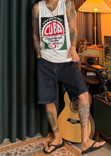 Unwashed Bermuda Denim Pants 