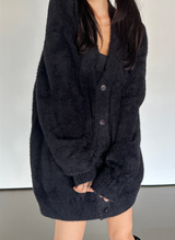 5-BUTTON ANGORA OVERSIZED LOOSE CARDIGAN 🖤 UNIQUE WINTER TOP ZIP-UP