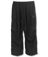 Matte Glossy Parachute Cargo Pants_Black