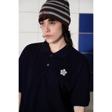 ボタンフラワーPKポロシャツ / NAVY