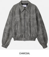フェードクラックウォッシュバルーンレザージャケット