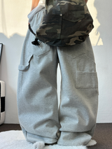 SUNNY SIDE UP☀CARPENTER TWO PINTUCK PARACHUTE BALLOON SWEAT PANTS 🖤🤍🩶3COLOR