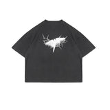 HIERARCHY STUDIOS TMTNW - ウォッシュドブラックアンチェーンオーバーサイズTシャツ