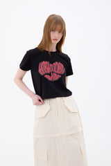 HEART LOGO CROP T-SHIRT / BLACK