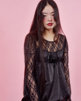 コサージュパフブラウス [BLACK]
