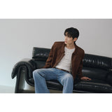 Suede crop biker jacket(Brown)