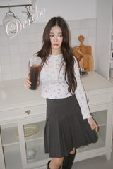 Print Cotton Bow Round Short Sleeve Tee