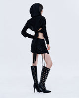 WRINKLE BOLERO, BLACK