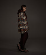 W COZY HAIRY CHECK JACKET NAVY