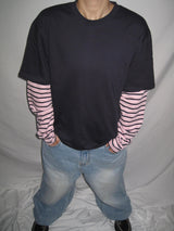 Stripe Layered Long Sleeve T-Shirt (3c)