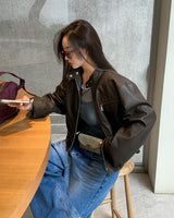 【BELLIDE MADE】バンドカラー スエード クロップジャケット