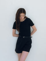 ウェーブクリンクルTシャツ- Black