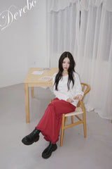 cotton frill bendable long skirt