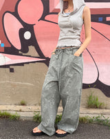 RIPSTOP FLOWER WIDE PANTS